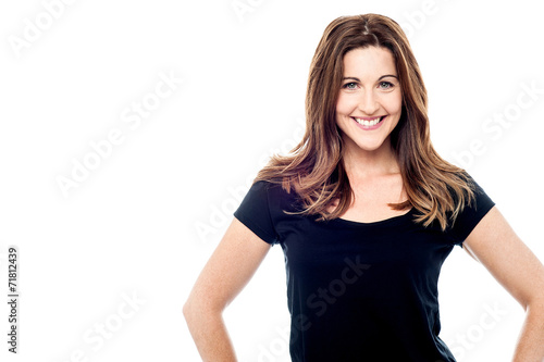 Happy smiling woman, isolated on white © stockyimages