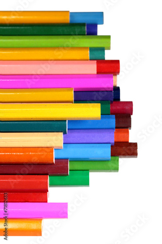 Bright colored pencils isolated on white