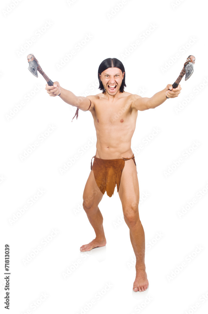Native american in funny concept isolated on white Native american in funny concept isolated on white