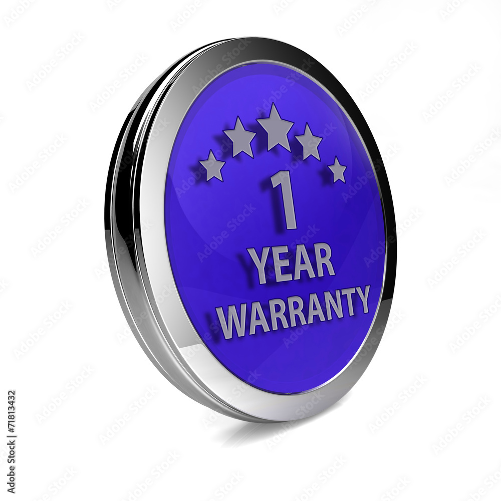 One year warranty circular icon on white background One year warranty circular icon on white background