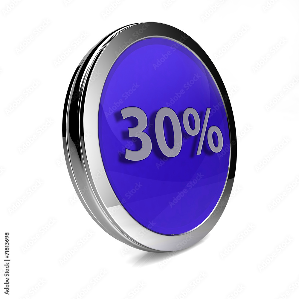 Thirty percent circular icon on white background Thirty percent circular icon on white background