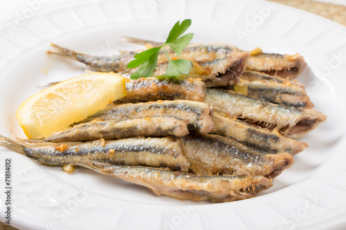 Fried anchovies photo