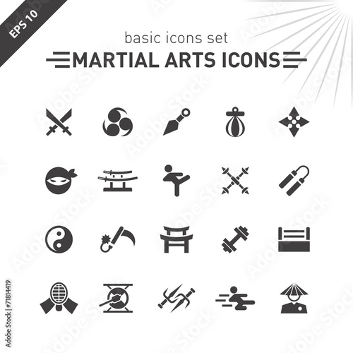 Martial arts icons set.