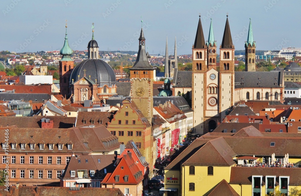 Obraz premium Würzburg, Altstadt mit Dom