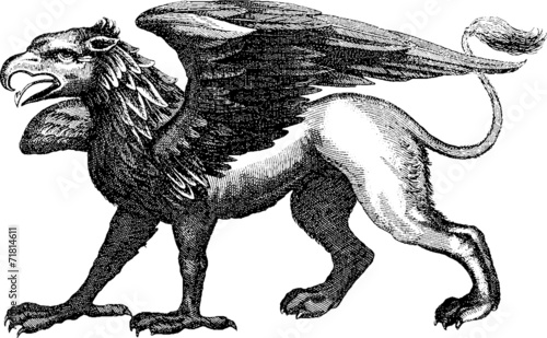 Quadro su tela Vintage Illustration mythical beast griffon
