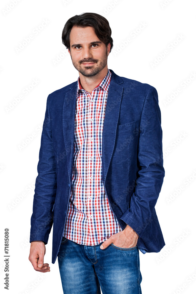 Handsome smiling man approaching the camera Handsome smiling man approaching the camera