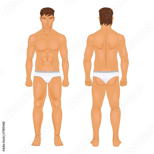 Figure of the standing man in front and behind vector