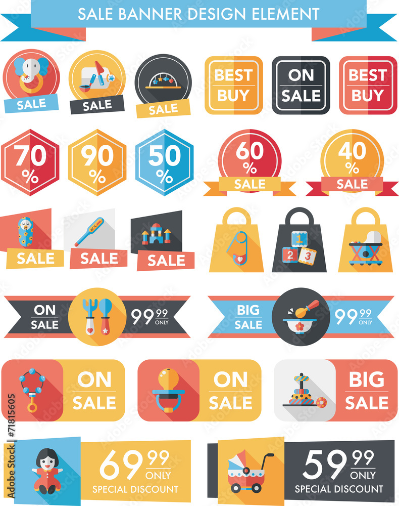 baby sale banner design flat background set, eps10 baby sale banner design flat background set, eps10