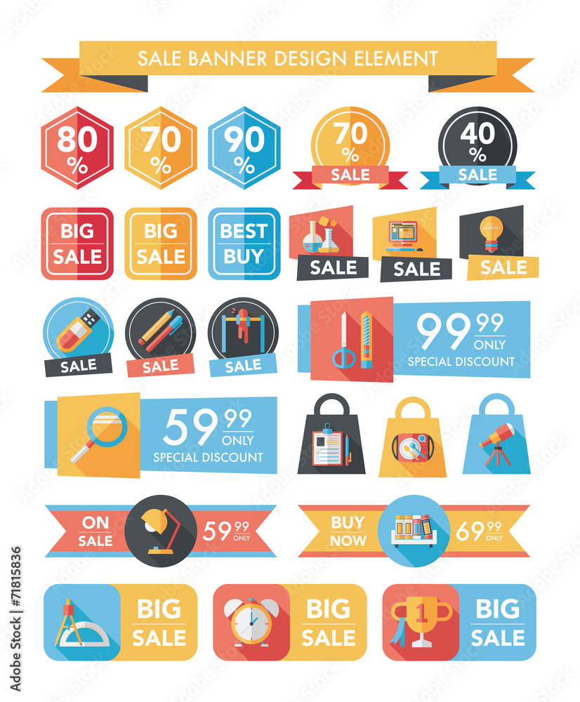 School sale banner design flat background set, eps10 School sale banner design flat background set, eps10
