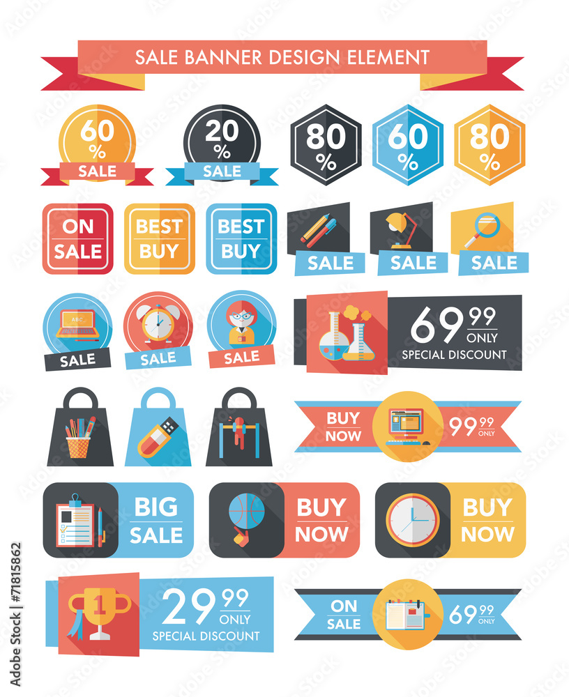 School sale banner design flat background set, eps10 School sale banner design flat background set, eps10
