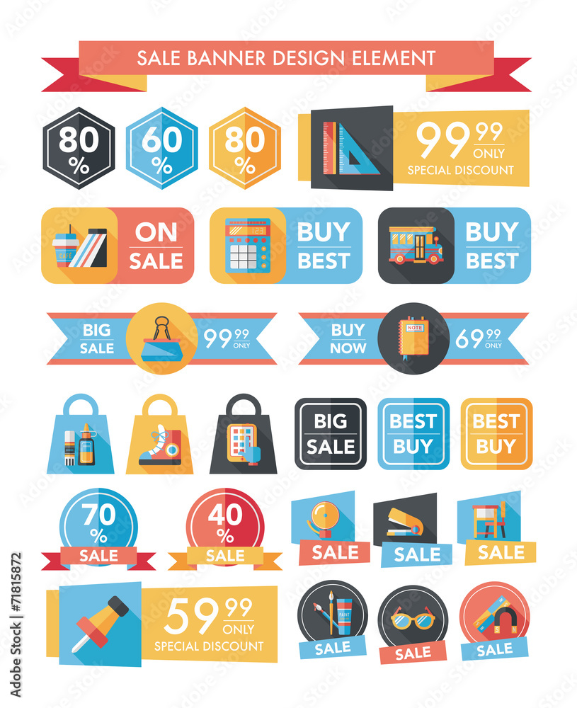 School sale banner design flat background set, eps10 School sale banner design flat background set, eps10