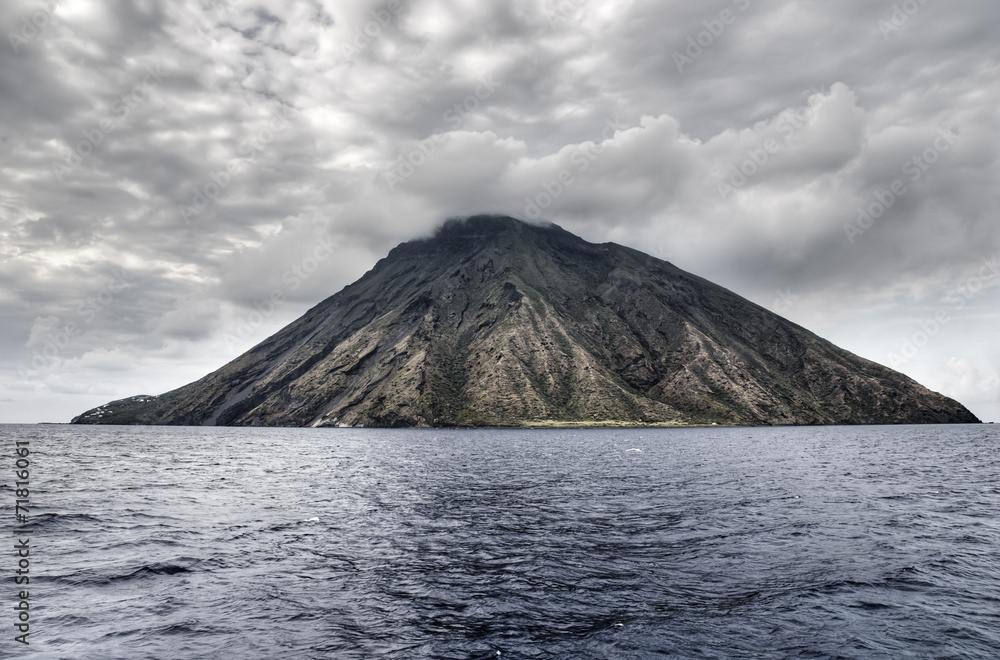 The volcano, Stromboli, in the aeolian islands, Sicily, Italy.