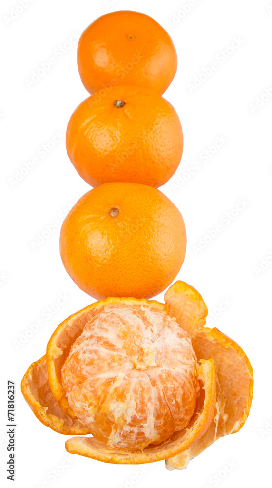 A group of Mandarin orange fruit over white background A group of Mandarin orange fruit over white background