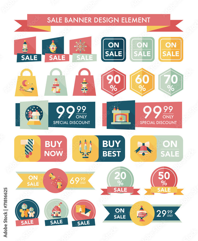 Christmas sale banner design flat background set, eps10 Christmas sale banner design flat background set, eps10