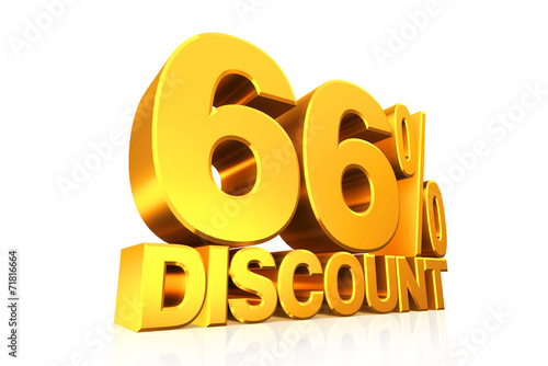 3D render gold text 66 percent discount.