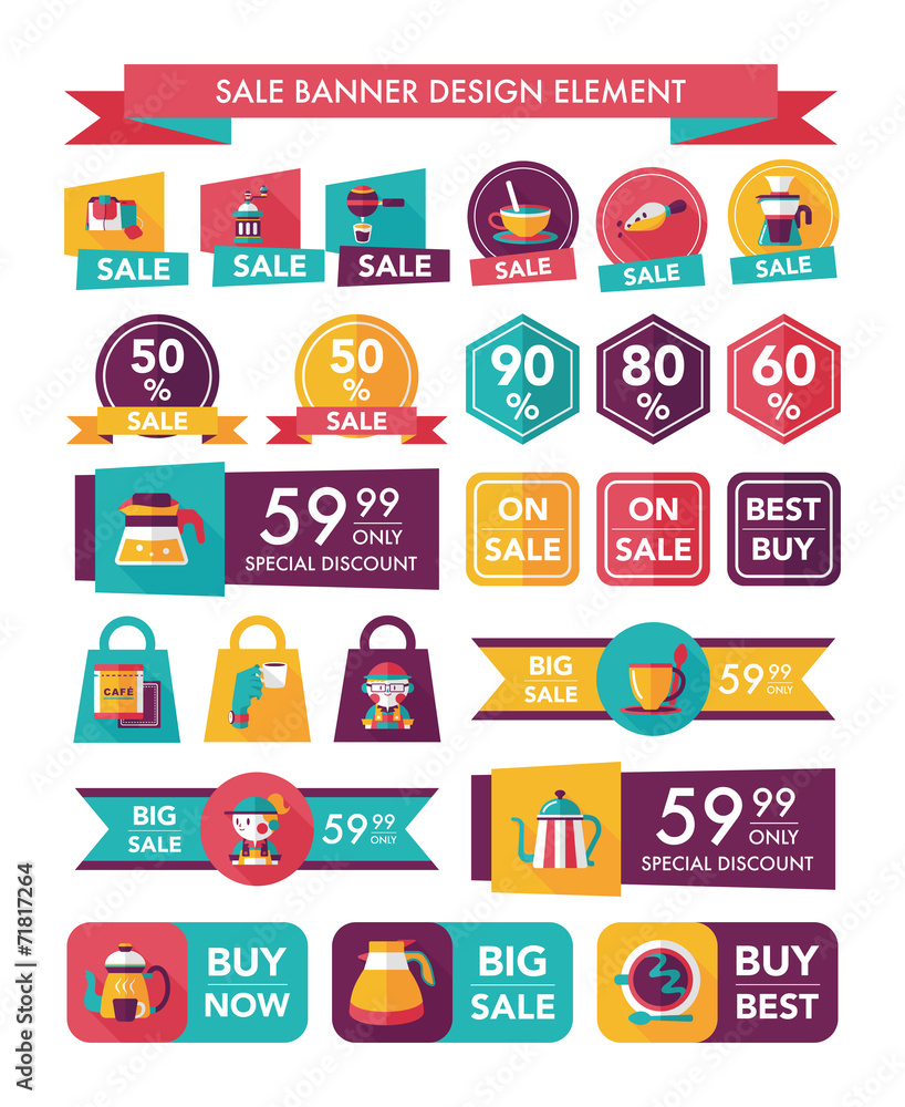 coffee sale banner design flat background set, eps10 coffee sale banner design flat background set, eps10