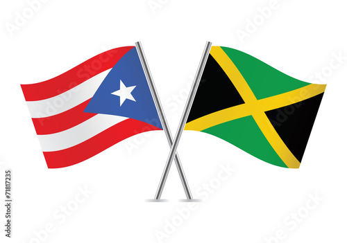 Puerto Rican and Jamaican flags. Vector illustration.