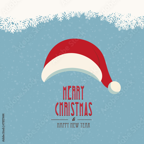 santa hat merry christmas snowy background