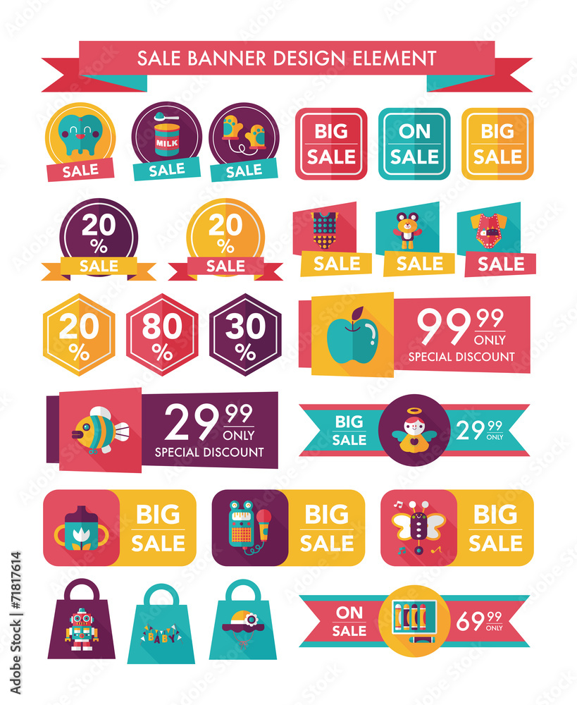 baby sale banner design flat background set, eps10 baby sale banner design flat background set, eps10