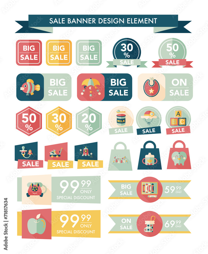 baby sale banner design flat background set, eps10 baby sale banner design flat background set, eps10