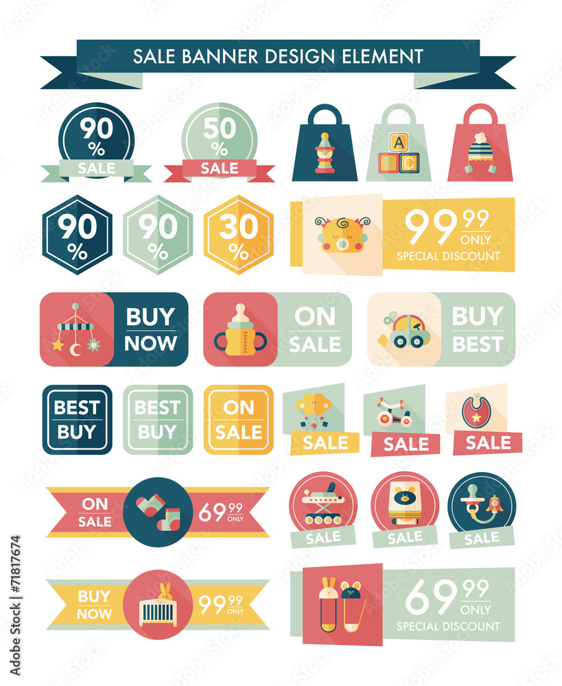 baby sale banner design flat background set, eps10 baby sale banner design flat background set, eps10