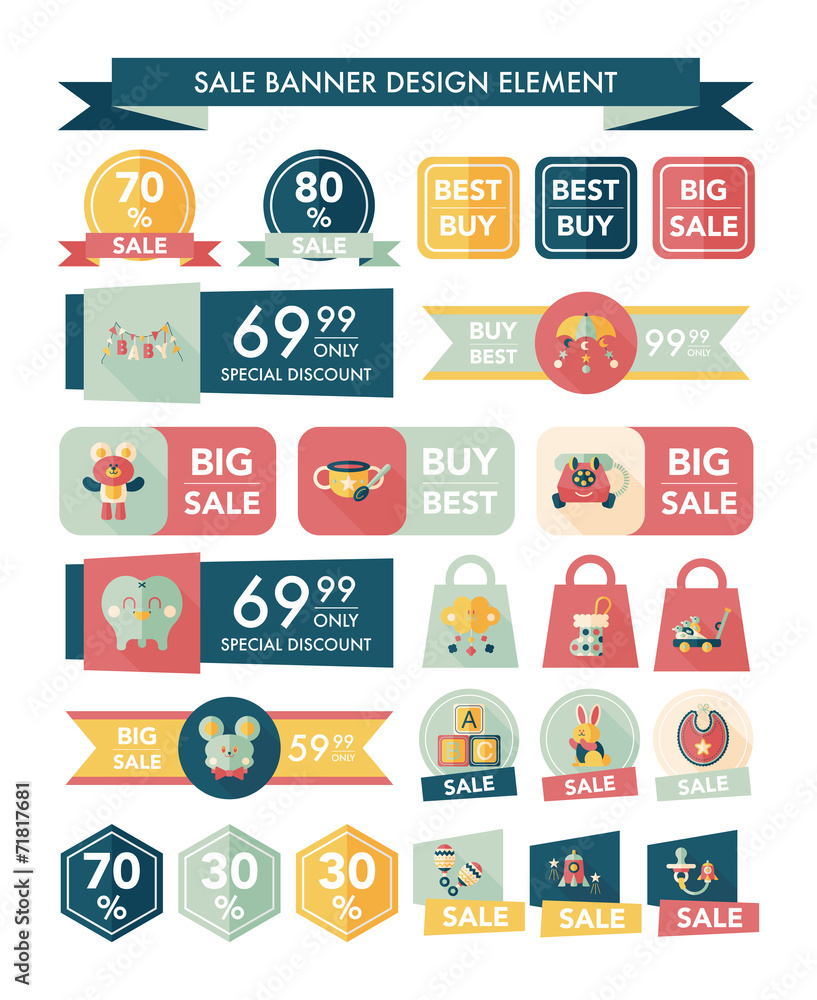 baby sale banner design flat background set, eps10 baby sale banner design flat background set, eps10