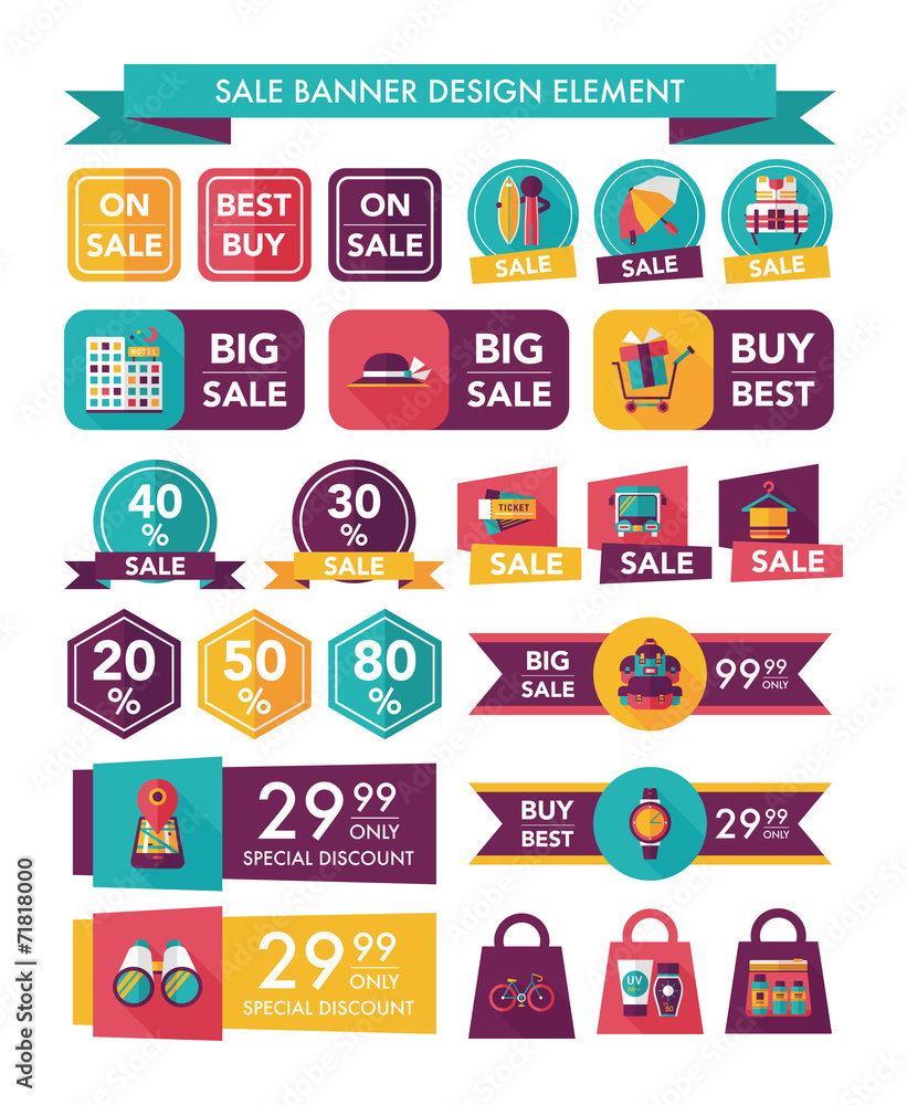 Travel sale banner design flat background set, eps10 Travel sale banner design flat background set, eps10