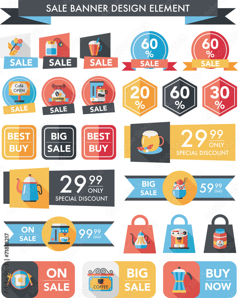 coffee sale banner design flat background set, eps10 coffee sale banner design flat background set, eps10