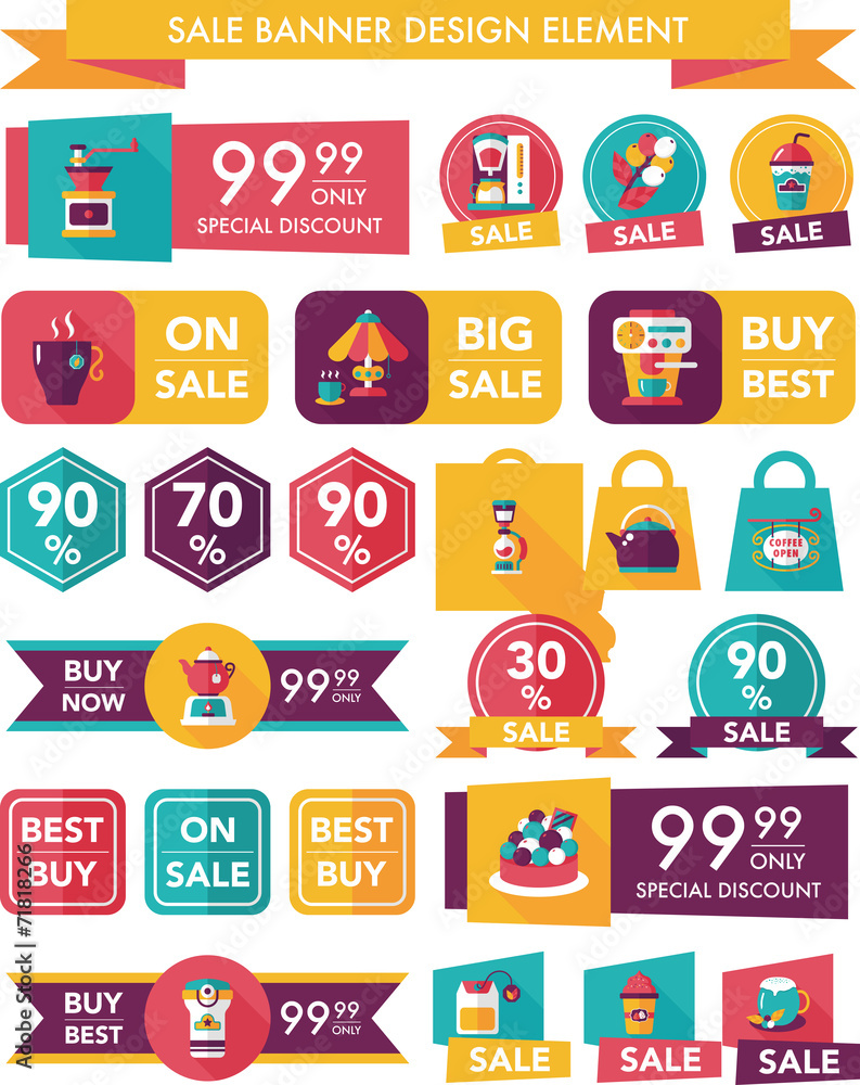 coffee sale banner design flat background set, eps10 coffee sale banner design flat background set, eps10