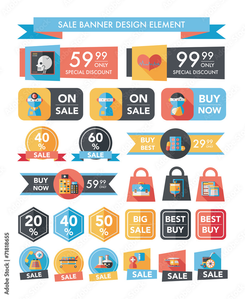 hospital sale banner design flat background set, eps10 hospital sale banner design flat background set, eps10