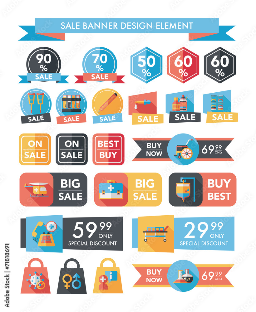 hospital sale banner design flat background set, eps10 hospital sale banner design flat background set, eps10