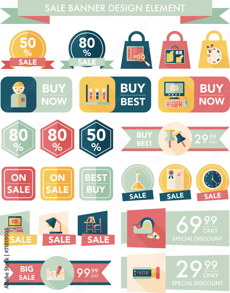 School sale banner design flat background set, eps10 School sale banner design flat background set, eps10