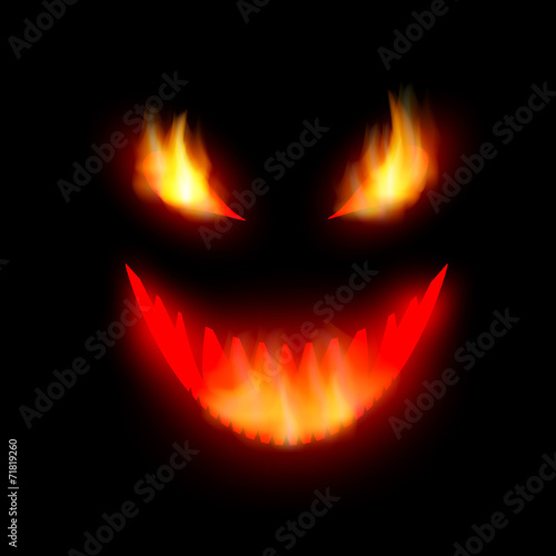 face the demon with burning eyes