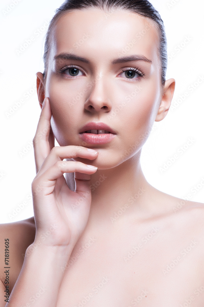 Beautiful face of young adult woman with clean fresh skin Beautiful face of young adult woman with clean fresh skin