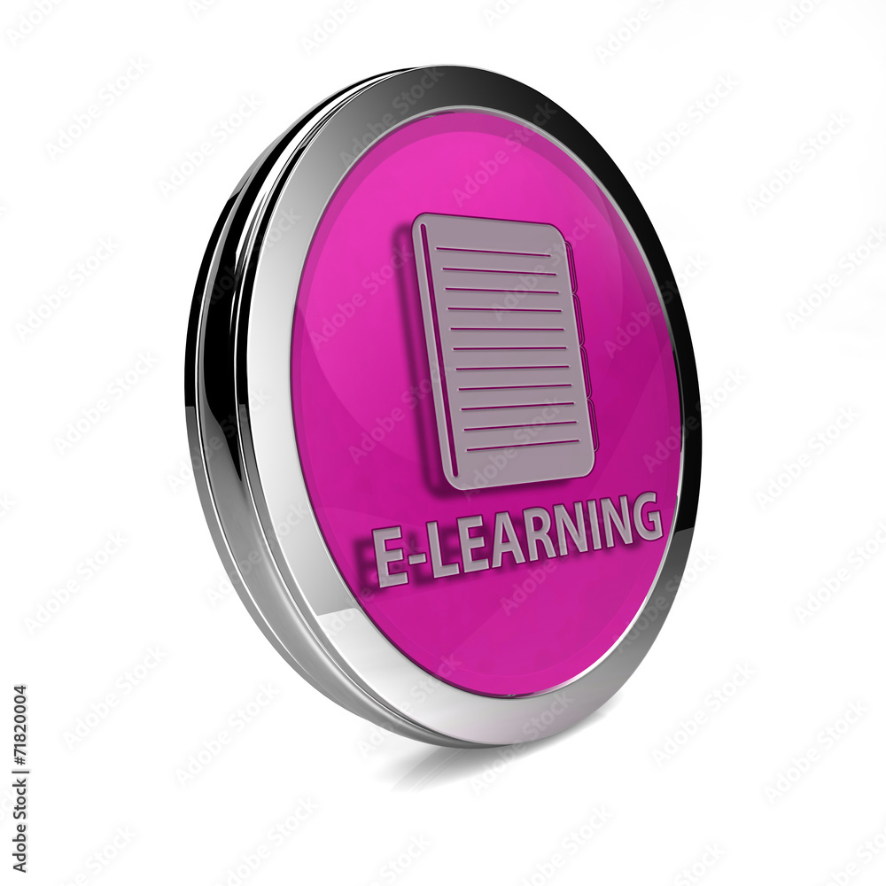 E-learning circular icon on white background E-learning circular icon on white background