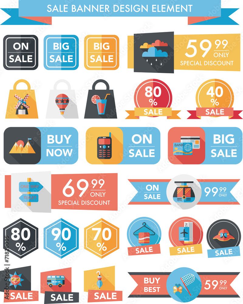 Travel sale banner design flat background set, eps10 Travel sale banner design flat background set, eps10
