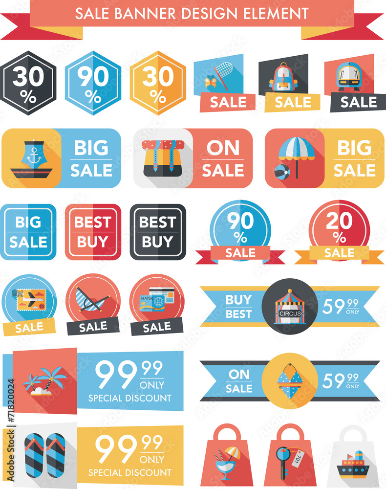 Travel sale banner design flat background set, eps10 Travel sale banner design flat background set, eps10