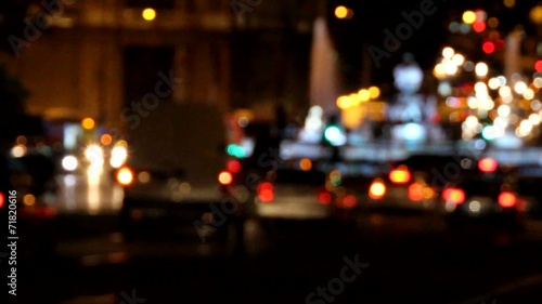 Out of focus light of traffic on the streets
