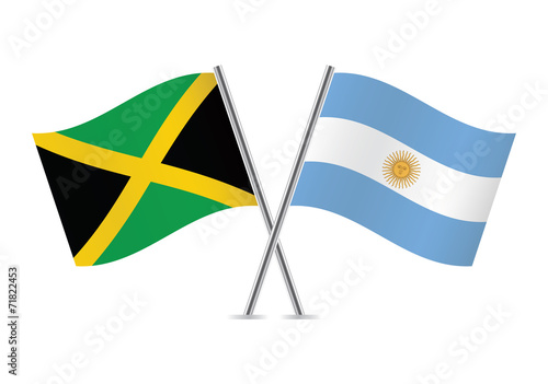 Argentinian and Jamaican flags. Vector illustration.