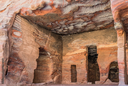 Bild auf Leinwand rocks caves in Nabatean city of  Petra Jordan