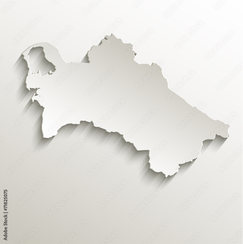 Turkmenistan map card paper 3D natural vector