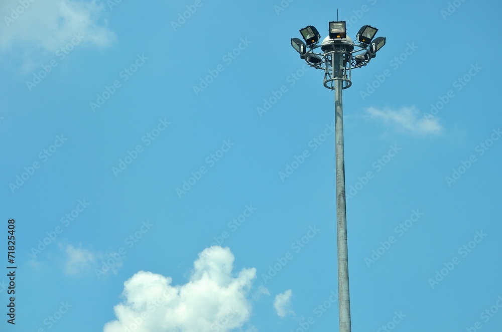 Street light post with blue sky