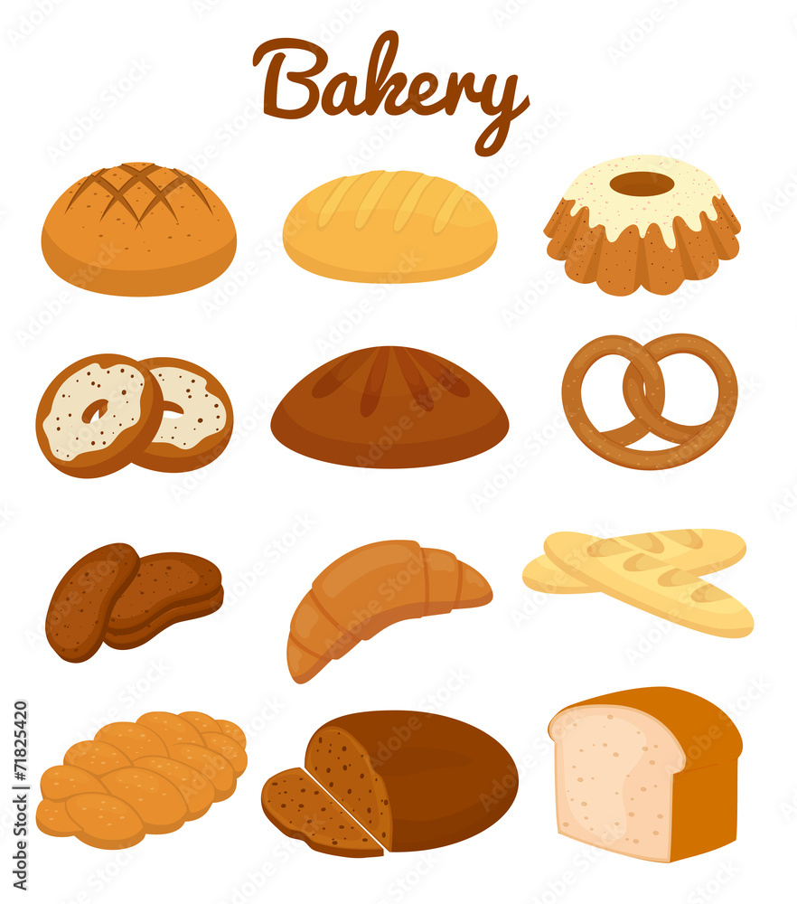 Set of colorful bakery icons Set of colorful bakery icons