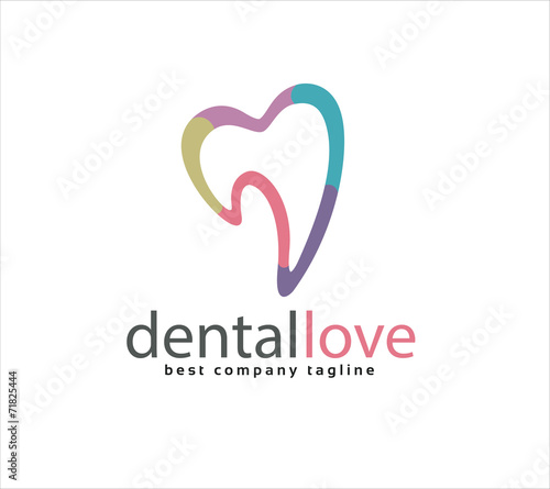 Abstract vector tooth logo icon similar human heart concept.