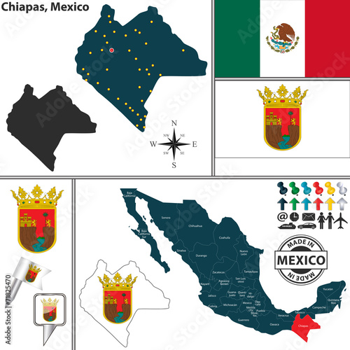 Map of Chiapas, Mexico photo