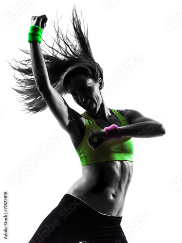 woman exercising fitness zumba dancing silhouette #71825819