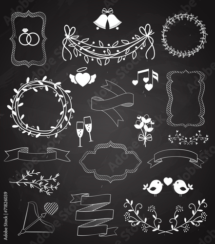 Wedding chalkboard Banners and Ribbons set