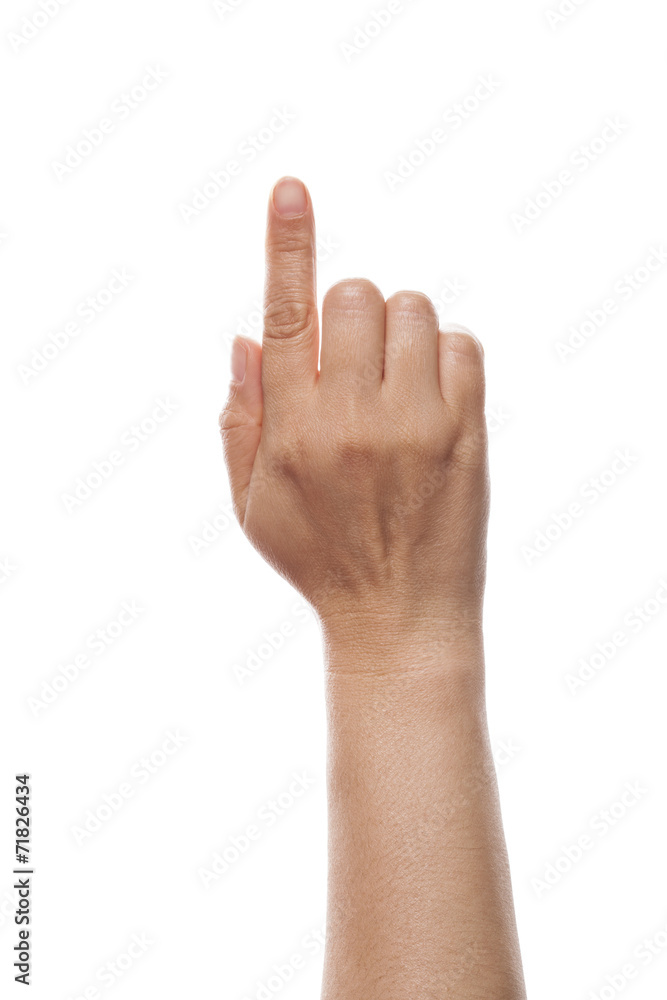 Hand pointing, touching or pressing isolated on white Hand pointing, touching or pressing isolated on white