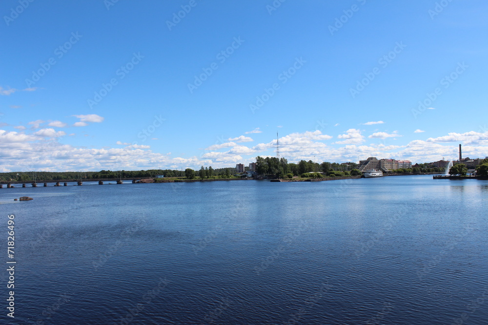 Vyborg. City panorama. Suburb. Vyborgsky gulf.