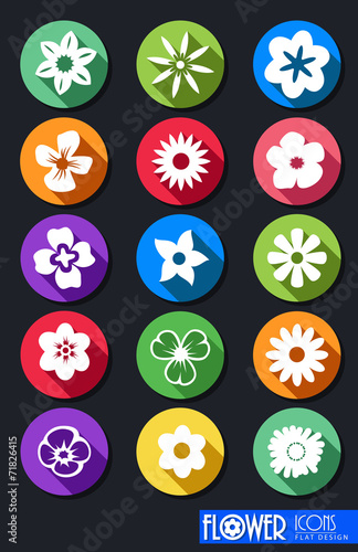 Set of Flowers Flat Design